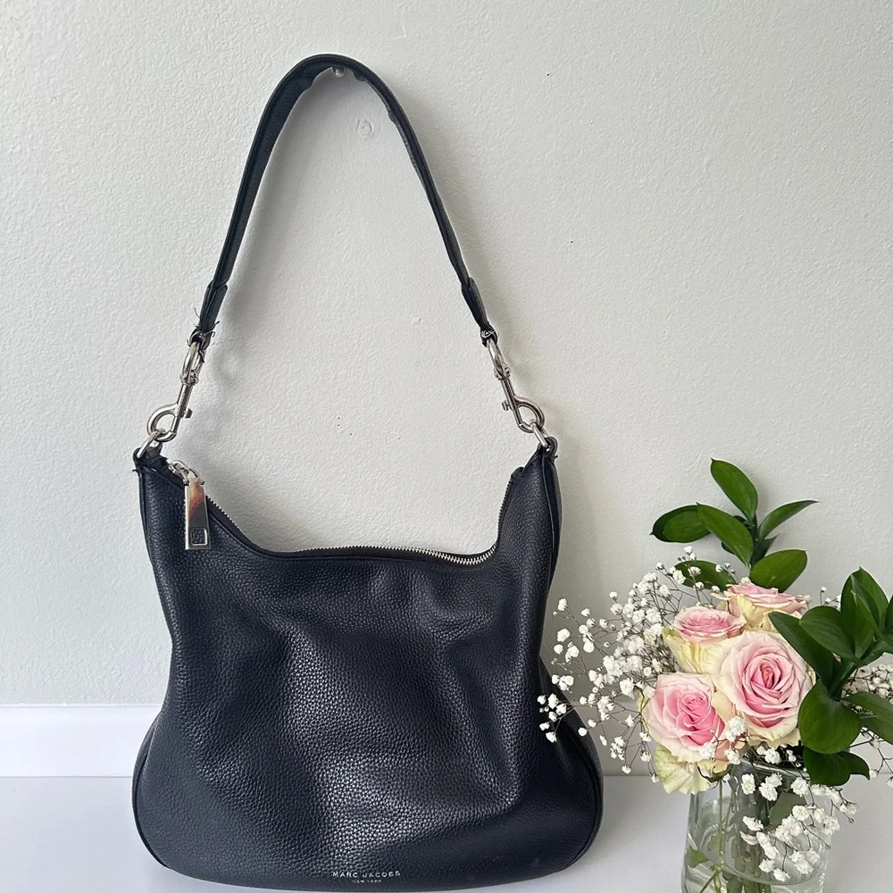 Marc Jacobs Womens Gotham Casual Leather Hobo Bag Solid Black